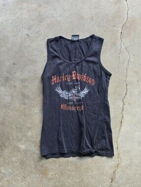 Vtg Y2k Harley Davidson Mcbling Rhinestone Biker Grunge Womens Tank M